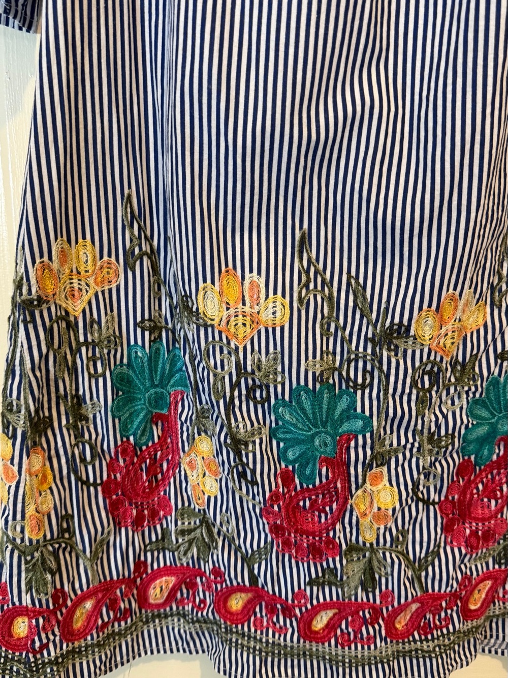 Ryan Michael Embroidered Striped Boho Dress M - Picture 2 of 4